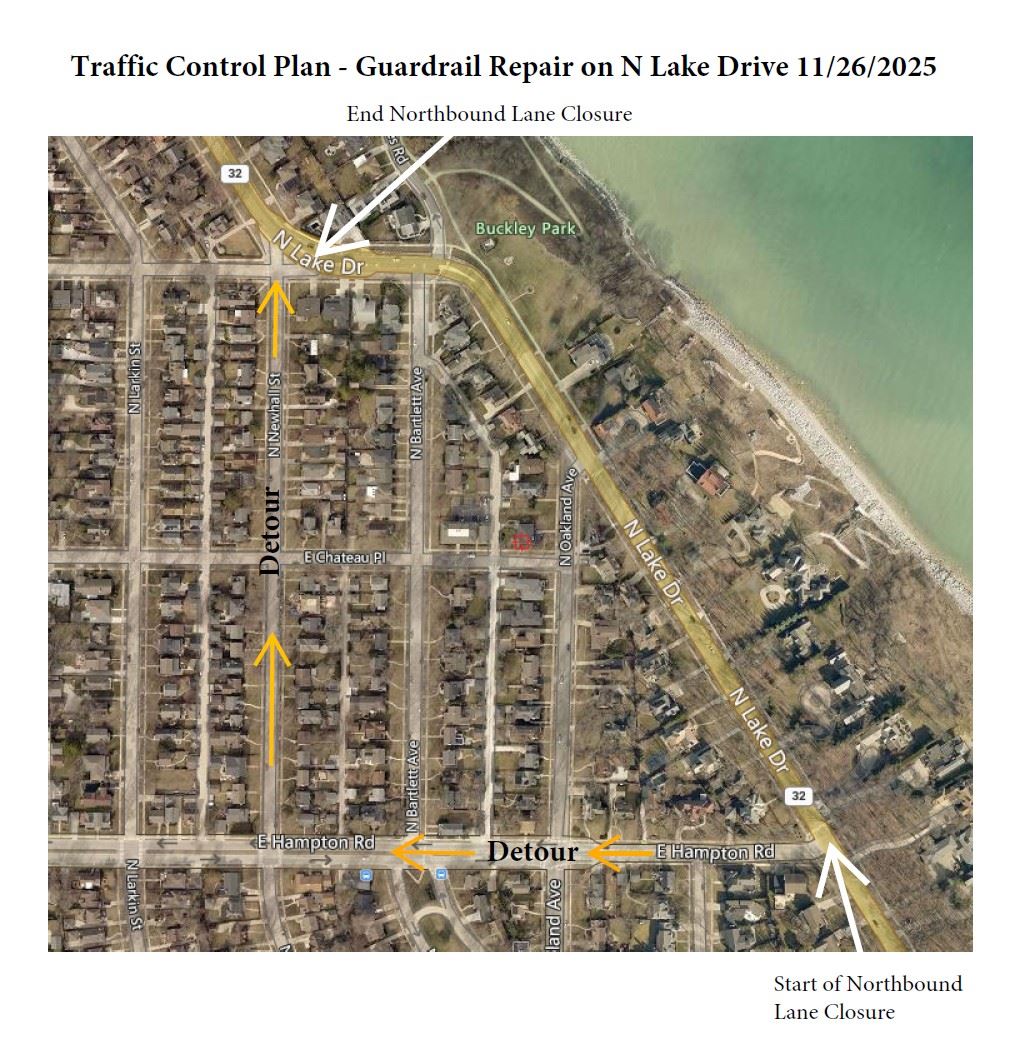 Guardrail Repair - Closure of Lake Drive Northbound 11.26.25